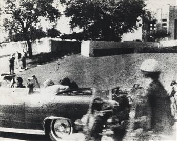 (JFK ASSASSINATION--ZAPRUDER FILM) A set of three press prints depicting the assassination of John F. Kennedy, including still images f